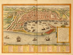 墨西拿地图来自Georg Braun的Civitates Orbis Terrarum。 作者 弗兰斯
