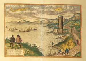 阿普利亚地区Mola di Bari的地图，来自Georg Braun的Civitates Orbis Terrarum。 作者 弗兰斯