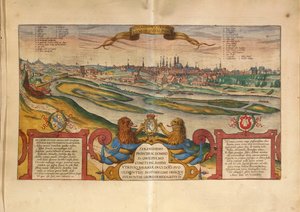 德国慕尼黑地图，来自Georg Braun的Civitates Orbis Terrarum。 作者 弗兰斯