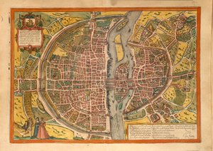 巴黎地图来自Georg Braun的Civitates Orbis Terrarum 作者 弗兰斯