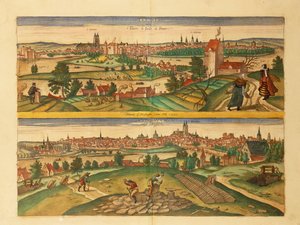 图尔和昂热地图，来自Georg Braun的Civitates Orbis Terrarum。 作者 弗兰斯