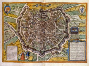 1585年的米兰地图来自布劳恩和霍根伯格地图集。 作者 弗兰斯