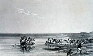 船只上浮，出自约翰-富兰克林爵士（1786-1847）的《1825-27年第二次极地海洋海岸探险记》，由爱德华-芬登（1791-1857）雕刻，1828年出版（雕刻）。 作者 乔治（之后）返回