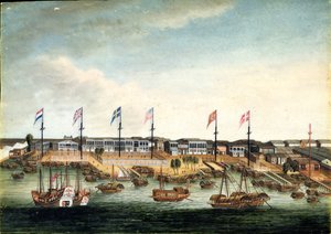 广州的洪氏家族，1820 年前（象牙上的油彩） 作者 乔治·钱纳利（的追随者）