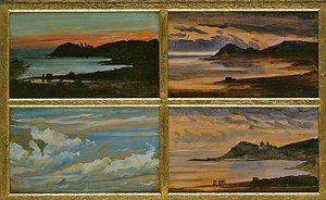 四幅沿海风景画（木板油画）