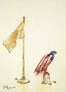 American Eagle获得1985年的美国国旗颜色（船上的笔和颜色洗涤） 作者 乔治·亚当森