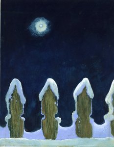 月光下的雪栅栏，20世纪70年代 作者 乔治·亚当森