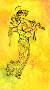 20世纪70年代的金色天使（印度硬纸板上水粉的透明度）