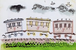 蒸汽火车，第二部分，1952年（印度墨水和笔在纸上洗） 作者 乔治·亚当森
