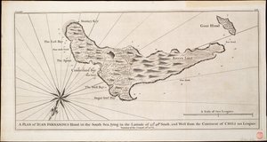 位于南纬 33d.南纬 33d.40m.，西距智利大陆 110 里格，约 1750 年（雕刻） 作者 乔治·安森