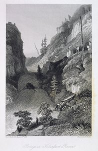 1833年8月19日，在1833年至1835年的“北极陆地探险到大鱼河口和沿着北冰洋海岸的叙事”中的“白霜河”中的波蒂奇 作者 乔治·贝克