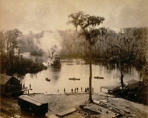 Stern-Wheeler到达佛罗里达州银泉市，在圣约翰河上运行了一夜之后......，1886年。