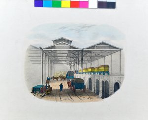 货运中转站景观，约 1830 年（纸质石版画） 作者 乔治·巴纳德