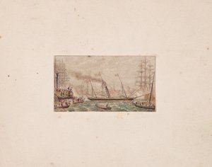 针盒印刷品：基尔肯尼湾的皇家舰队，1850年。 作者 乔治·巴克斯特