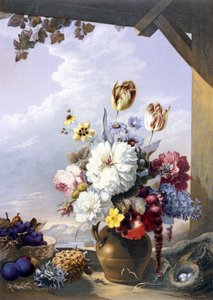 1856年J. Bartholomew的绘画之后的园丁棚（用油画印刷） 作者 乔治·巴克斯特