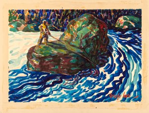 钓鱼向导（纸上水彩画） 作者 乔治·本杰明·卢克斯