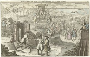欧洲现状，1742 年
描绘欧洲现状（标题在实物上） 作者 乔治·比克姆 (II)