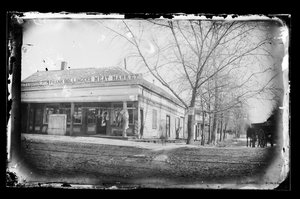 Frank Bollingers肉类市场，Flatbush，布鲁克林，c.1872-87（湿胶棉负片）