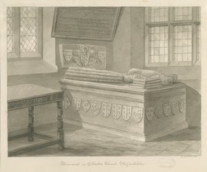 埃拉斯通教堂-约翰·弗利特伍德爵士纪念碑：棕褐色绘画，1841年