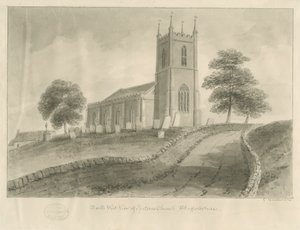 Ipstones Church: sepia drawing