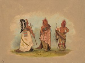 一个波尼族酋长和两个勇士，1861-869年。 作者 乔治·卡特琳