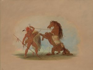 一个波尼族战士牺牲了他最喜欢的马，18611869年。 作者 乔治·卡特琳