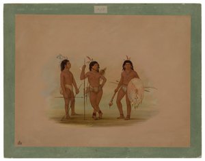 一个普尔凯族酋长和两个年轻的战士 作者 乔治·卡特琳