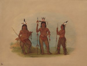 Alaeutian酋长和两个勇士，18551869。 作者 乔治·卡特琳