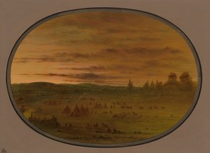 夕阳下的印第安人营地，18611869年。 作者 乔治·卡特琳