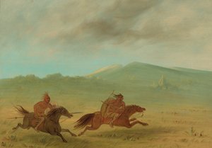 一个奥萨奇印第安人在追捕卡曼奇人，18611869年。 作者 乔治·卡特琳