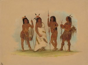 阿帕奇酋长和三位勇士，18551869年。 作者 乔治·卡特琳