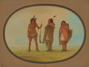 阿拉帕霍族酋长、他的妻子和一个战士，1861-869年。 作者 乔治·卡特琳