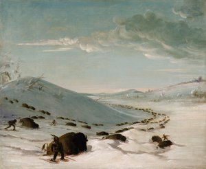冬天的水牛城，穿着雪鞋的印第安人，1832-1833年。 作者 乔治·卡特琳