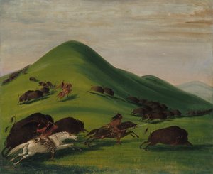 水牛城在草原悬崖上，1832-1833。 作者 乔治·卡特琳