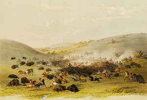 Buffalo Hunt，Surround，c.1832 作者 乔治·卡特琳