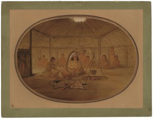 卡特林在曼丹酋长面前大快朵颐 作者 乔治·卡特琳