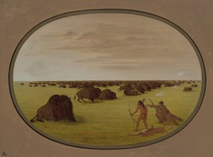 卡特林和印第安人攻击水牛，18611869。 作者 乔治·卡特琳