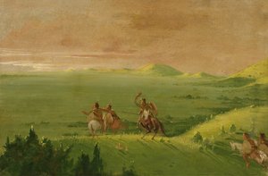 科曼奇战队，首领在日出时发现敌人并敦促他的人，1834-1835。 作者 乔治·卡特琳