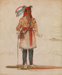Ee-tów-o-kaum，河的两边，部落首领，1836年。 作者 乔治·卡特琳