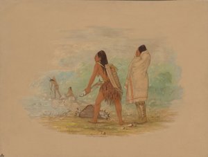Flathead印第安人，1861年。 作者 乔治·卡特琳