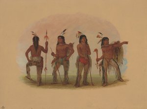 四个纳瓦霍族勇士，1861-869年。 作者 乔治·卡特琳