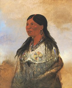 Hón-je-a-pút-o，捕熊人的妻子，1832年。 作者 乔治·卡特琳