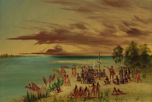 拉萨尔为法国索要路易斯安那。1682年4月9日，18471848年。 作者 乔治·卡特琳