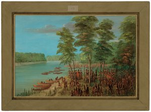 拉萨尔占领阿肯色河口的土地。1682年3月10日 作者 乔治·卡特琳