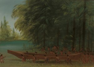 启动独木舟--纳亚族印第安人，18551869年。 作者 乔治·卡特琳