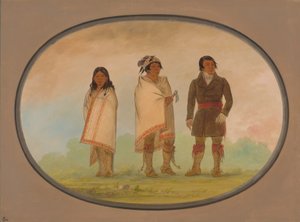 奥尼达酋长、他的妹妹和一位传教士，1861-869年。 作者 乔治·卡特琳