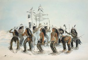 雪鞋之舞》，出版社。1845年彩色石版画。 作者 乔治·卡特琳