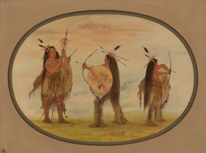 三名曼丹勇士为战争而武装，1861-869年。 作者 乔治·卡特琳