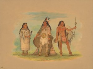 三个米纳特里印第安人，1861年。 作者 乔治·卡特琳