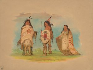 三个Riccarree印第安人，1861年。 作者 乔治·卡特琳